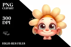 Expressive Funny Baby Face Flower PNG Product Image 3