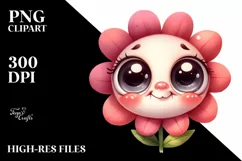 Expressive Funny Baby Face Flower PNG Product Image 1