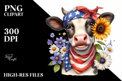 Cheerful Cow in USA Flag Colors | Sublimation | Clipart Product Image 3
