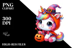 Watercolor Cute Baby Unicorn Halloween | Sublimation | Product Image 2