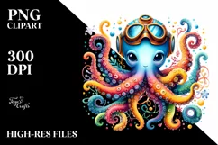 Colorful Octopus Scuba Helmet | Sublimation | Clipart Product Image 1
