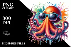 Colorful Quirky Octopus Art Clipart Product Image 1