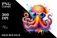 Quirky Colorful Octopus with Sunglasses Clipart Product Image 3