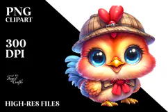 Smiling Rooster with Detective Hat PNG Product Image 2