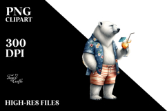 Stylish Polar Bear in Beachwear, PNG Product Image 2