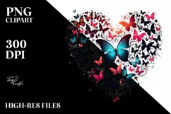 Heart with Butterflies, Transparent PNG Product Image 2