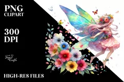 Cute Fairy Tumbling with Flower Petals | Sublimation | Product Image 1