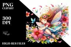 Cute Fairy Tumbling with Flower Petals | Sublimation | Product Image 1