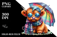 Vibrant Drawing Baby Highlandcow PNG Product Image 2