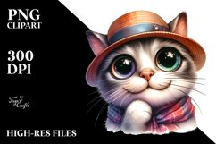 Funny Expressive Cat with Hat | Watercolor Clipart Product Image 3