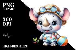 Cute Baby Rhino with Beachwear PNG Product Image 2