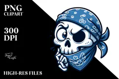 Sarcastic Skull with Bandana PNG Product Image 2