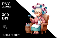 Watercolor Old Lady Chair Hair Curlers Mug | Sublimation | Product Image 2