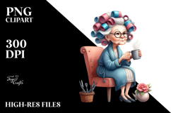 Watercolor Old Lady Chair Hair Curlers Mug | Sublimation | Product Image 2