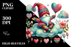 Colorful Gnome on Cloud, Watercolor PNG Product Image 2