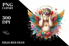 Cupid Angel Of Love Gesture Watercolor Florals Clipart Product Image 7