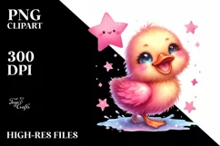 Smiling Cute Baby Duck Playing with Star | Sublimation | Product Image 3