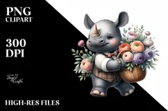 Baby Rhino Ranunculus Sublimation Clipart Product Image 3