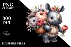 Baby Rhino Ranunculus Sublimation Clipart Product Image 3