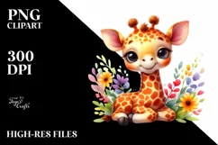 Colorful Baby Giraffe Watercolor Clipart Product Image 1