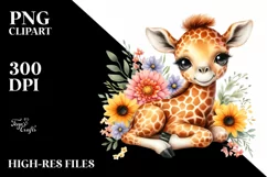 Colorful Baby Giraffe Watercolor Clipart Product Image 3