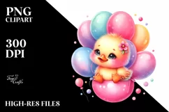 Smiling Cute Baby Duck Sitting, Balloons | Sublimation | Product Image 3