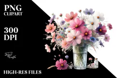 Watercolor Filled with Cosmos | Sublimation | Clipart Product Image 2