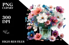 Watercolor Filled with Cosmos | Sublimation | Clipart Product Image 1