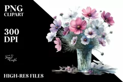 Watercolor Filled with Cosmos | Sublimation | Clipart Product Image 3