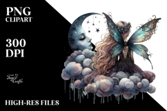 Gothic Fairy on Cloud View from Back PNG Product Image 2