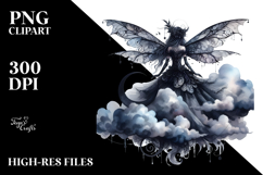 Gothic Fairy on a Cloud PNG Product Image 2