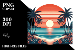 Retro Beach Sunset Tshirt PNG Product Image 2