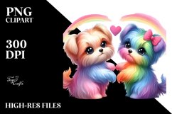 Cute Rainbow Yorkipoo Holding Heart PNG Product Image 2