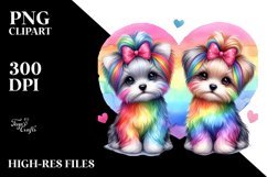 Cute Rainbow Yorkipoo Holding Heart PNG Product Image 2