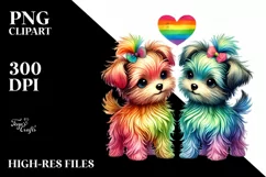 Cute Rainbow Yorkipoo Holding Heart PNG Product Image 2