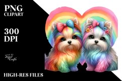 Watercolor Cute Rainbow Yorkipoo PNG Product Image 2