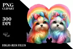 Watercolor Cute Rainbow Yorkipoo PNG Product Image 2