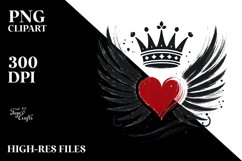 Heart with Wings and Crown PNG Product Image 2