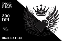 Heart with Wings and Crown PNG Product Image 2