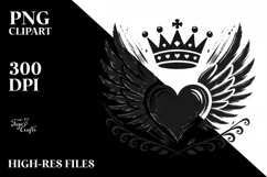 Heart with Wings and Crown PNG Product Image 2