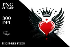 Heart with Wings and Crown PNG Product Image 2