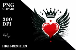 Heart with Wings and Crown PNG Product Image 2
