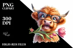 Highland Cow es Sublimation Clipart Product Image 3