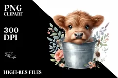 Cute Cow with Flowers, Transparent PNG Product Image 1