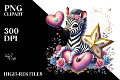 Colorful Zebra Holding a Heart PNG Product Image 2