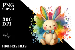 colorful Wooden Bunny, PNG Product Image 2