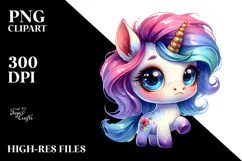 Cute Unicorn with Cool Haircut, PNG Product Image 2