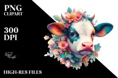 Baby Cow in Polish Manor, Watercolor PNG Product Image 3