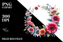 Vibrant Floral Frame with Gerbera, Transparent PNG Product Image 2