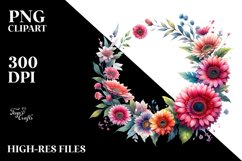 Vibrant Floral Frame with Gerbera, Transparent PNG Product Image 1